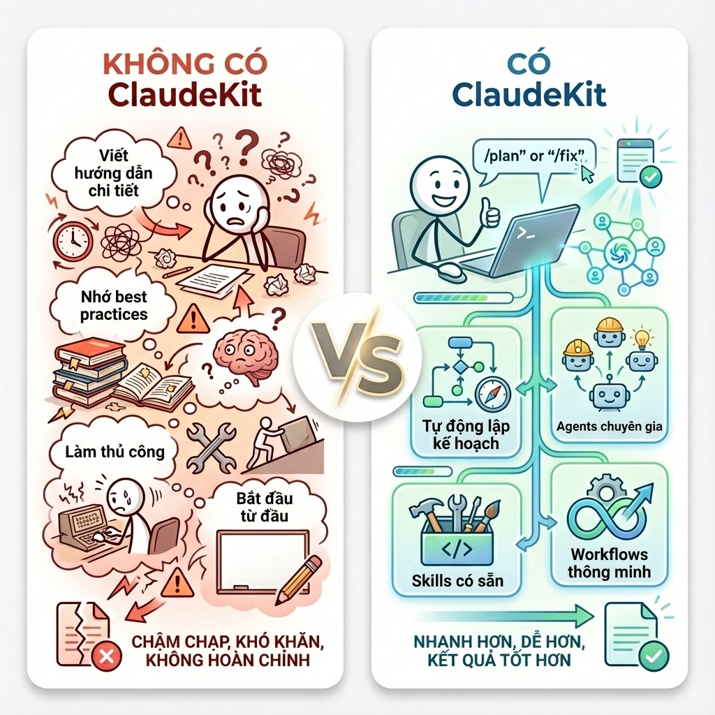ClaudeKit Before vs After Comparison